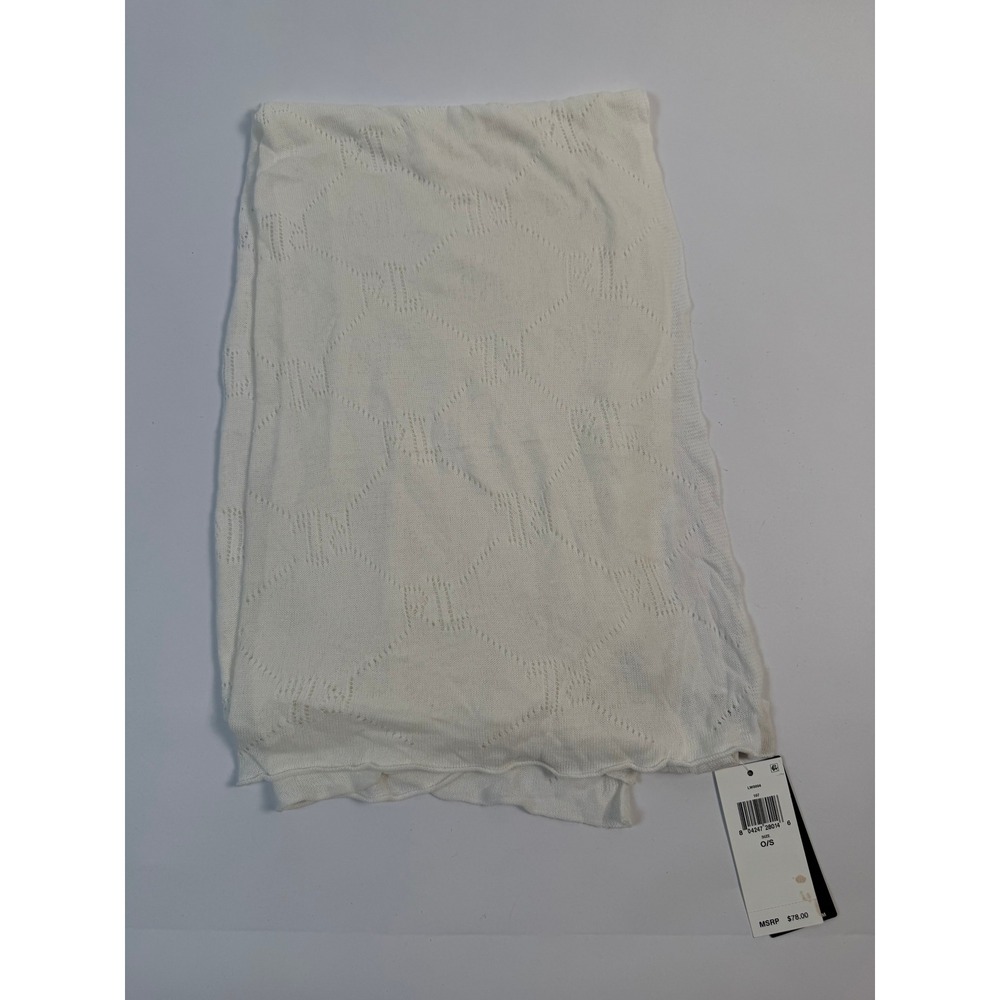 Lauren Ralph Lauren Pointelle Monogram Knit Scarf/Shawl 84x20 NWT